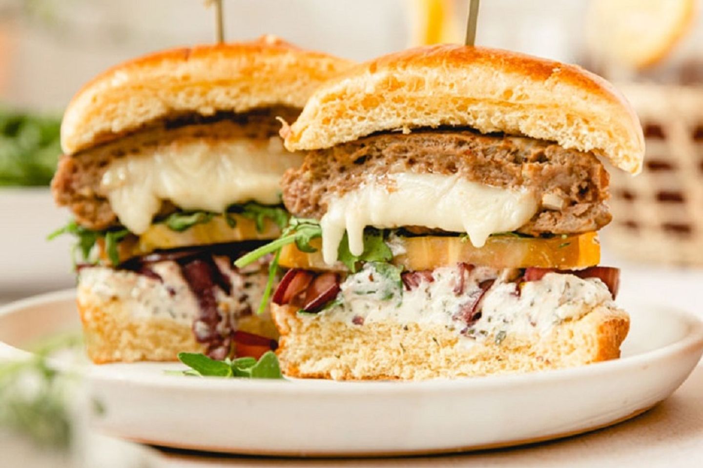 Stuffed Chicken Burger With Cheese Meal