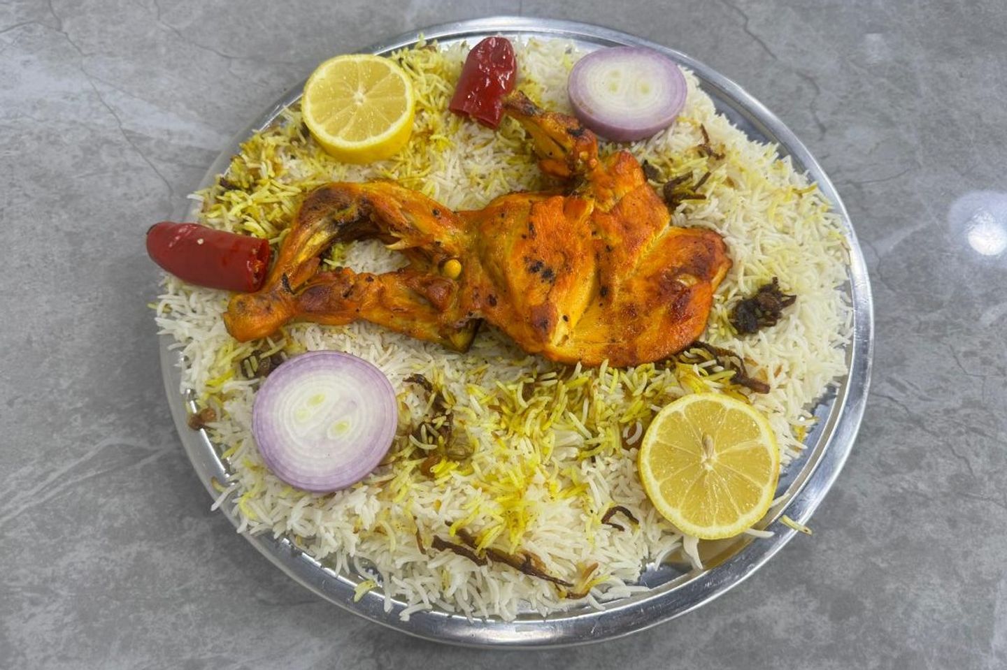 Half Chicken Bar B Q With Rice