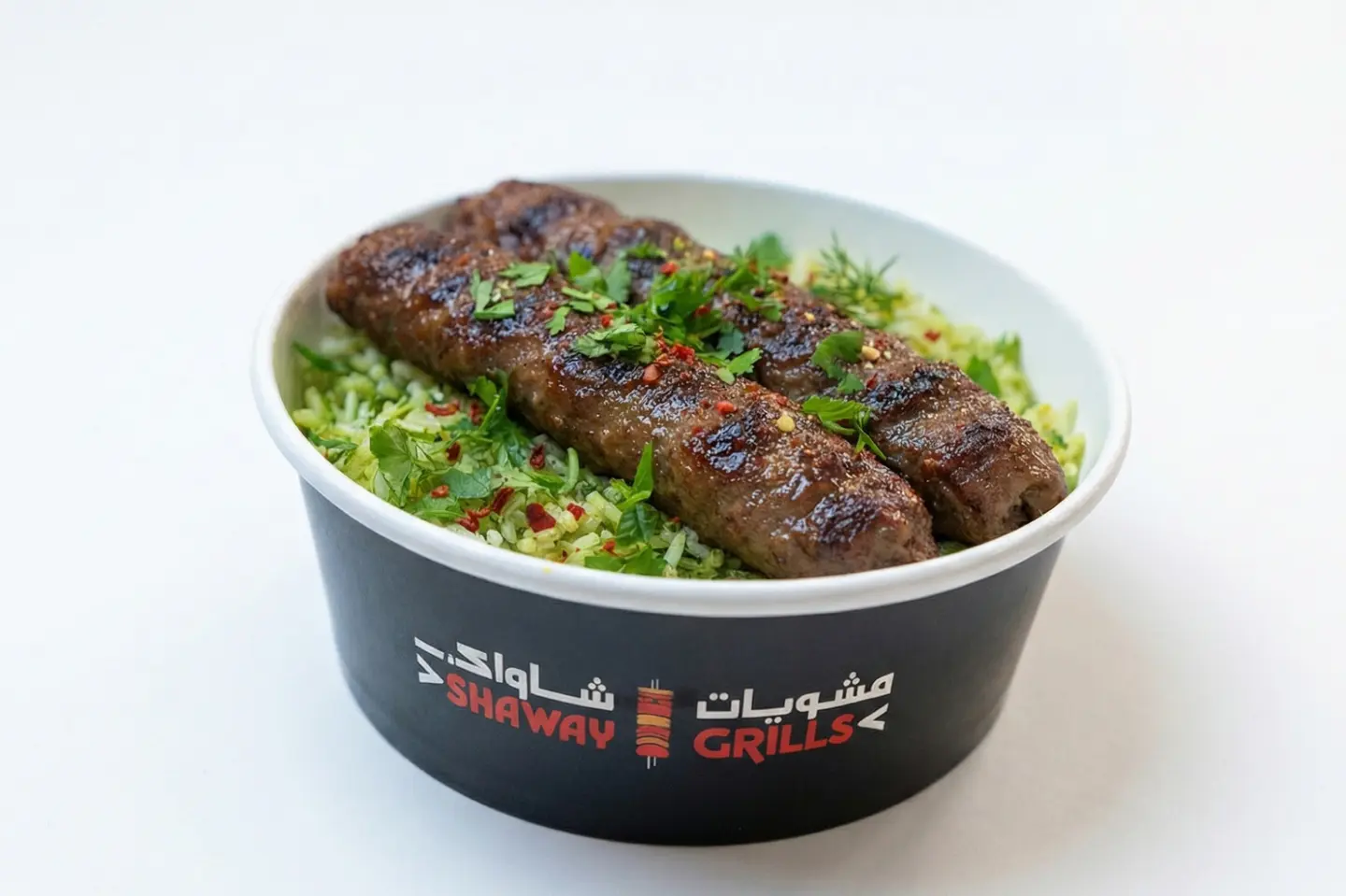 Single Meal Of Meat Kebab With Rice