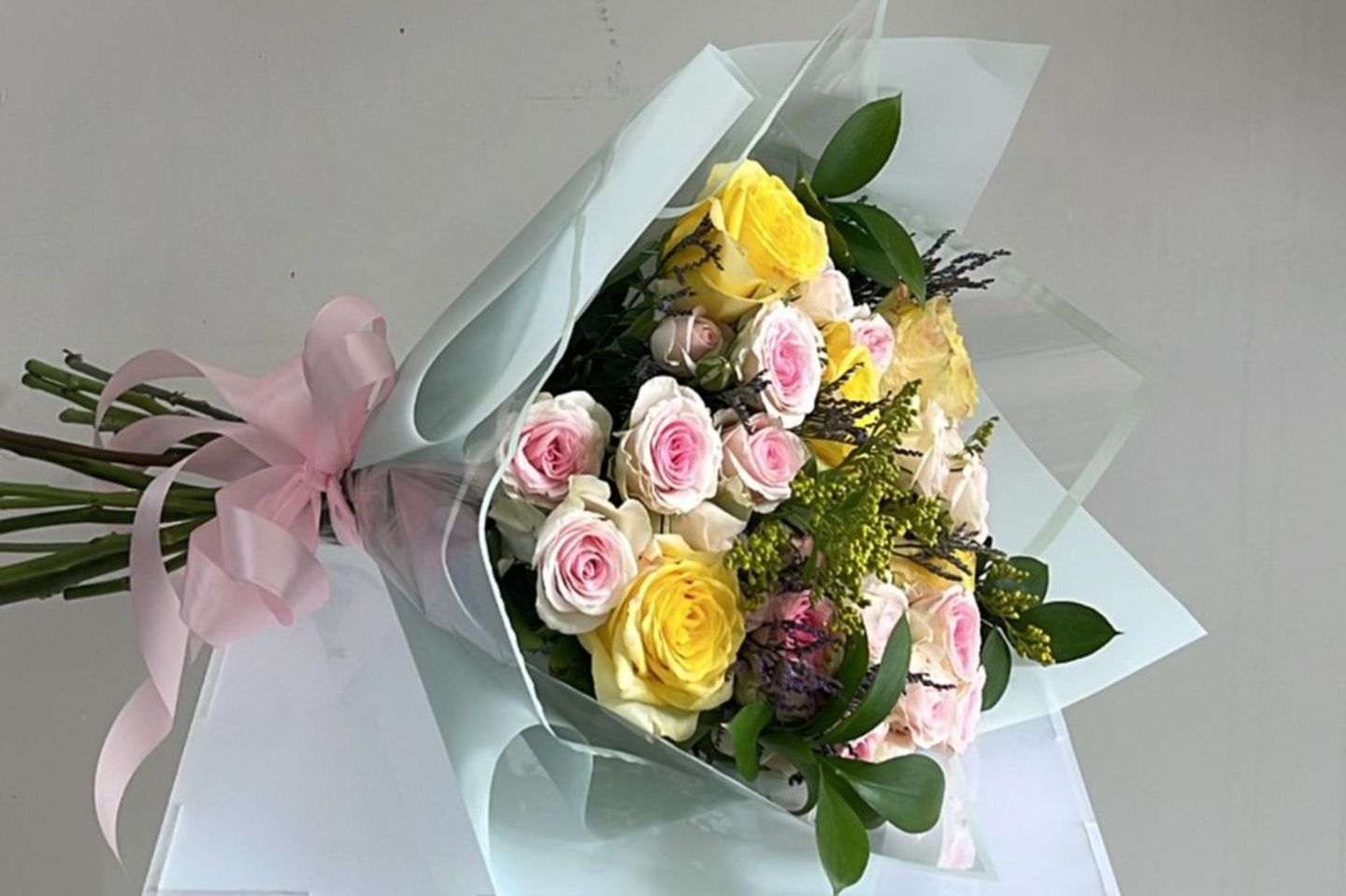 Yellow And Pink Baby Rose Bouquet