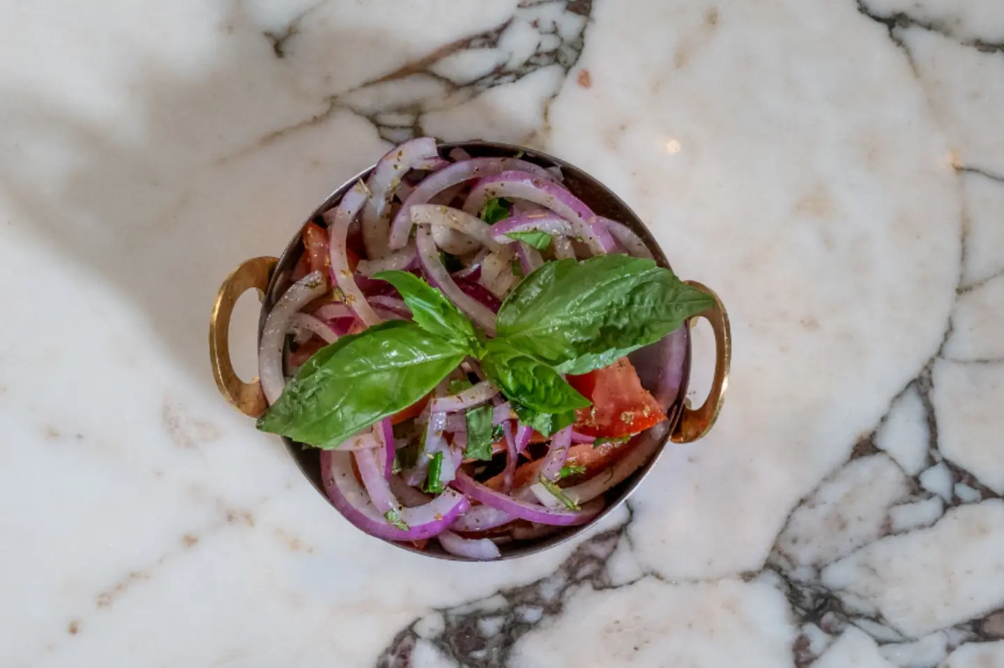 Tomato Red Onio And Basil Salad