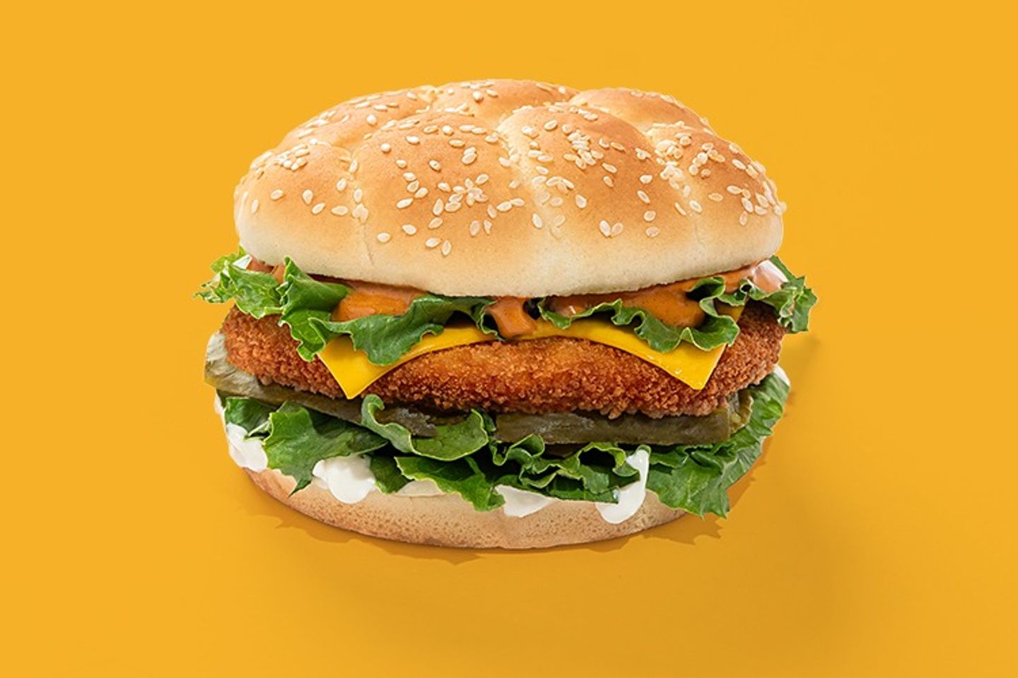 Crispy Chicken Burger With Cheese Sandwich