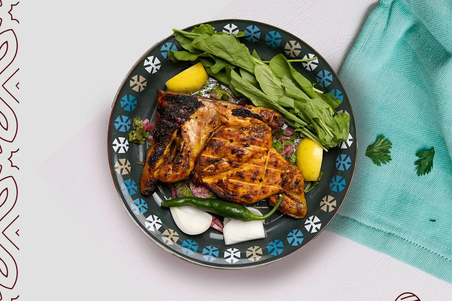 نصف دجاج علي الفحم سادة