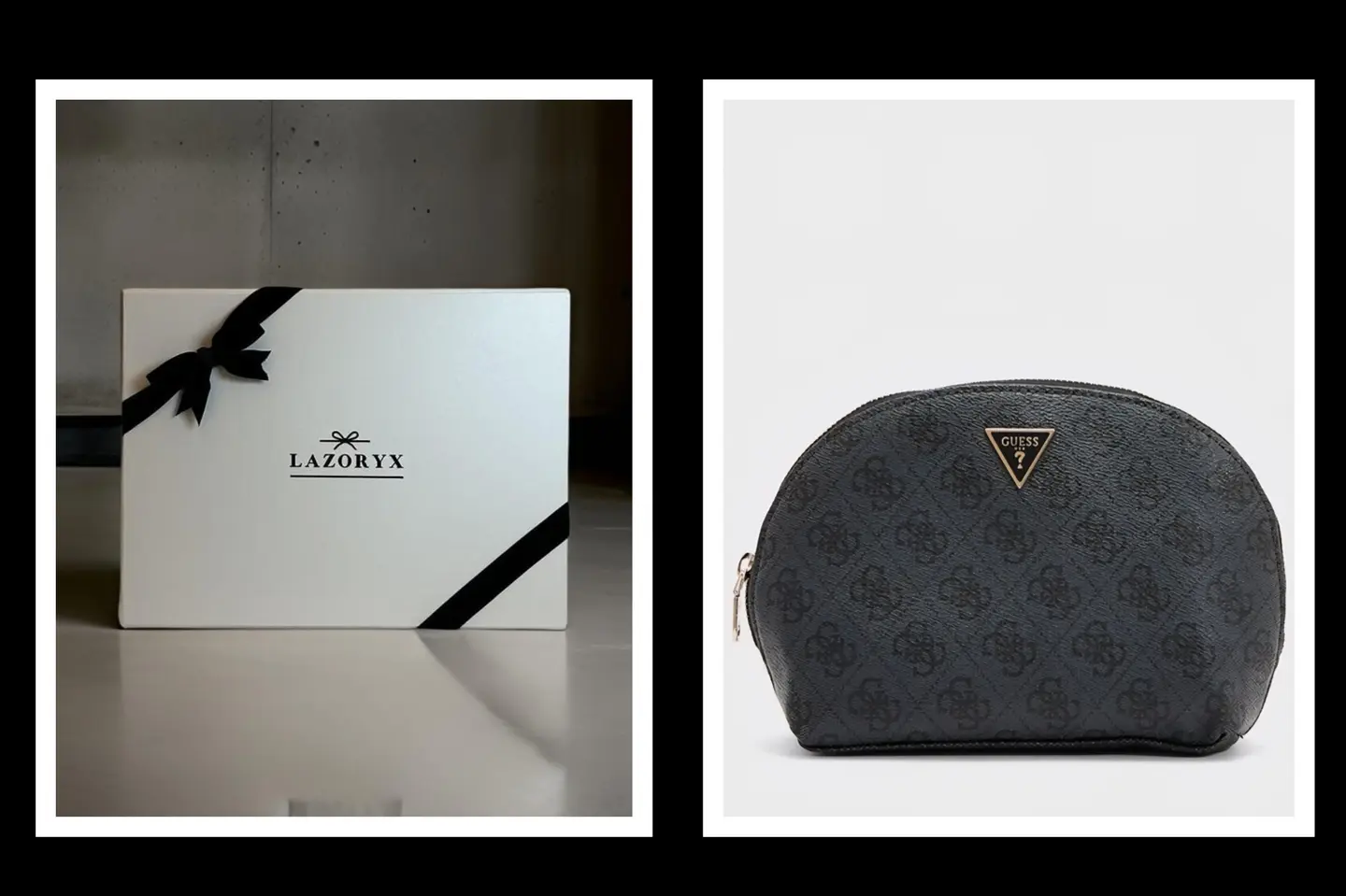 شنطة مكياج جس ماركة عالمية أصلية لون اسود شعار الماركة مثلث