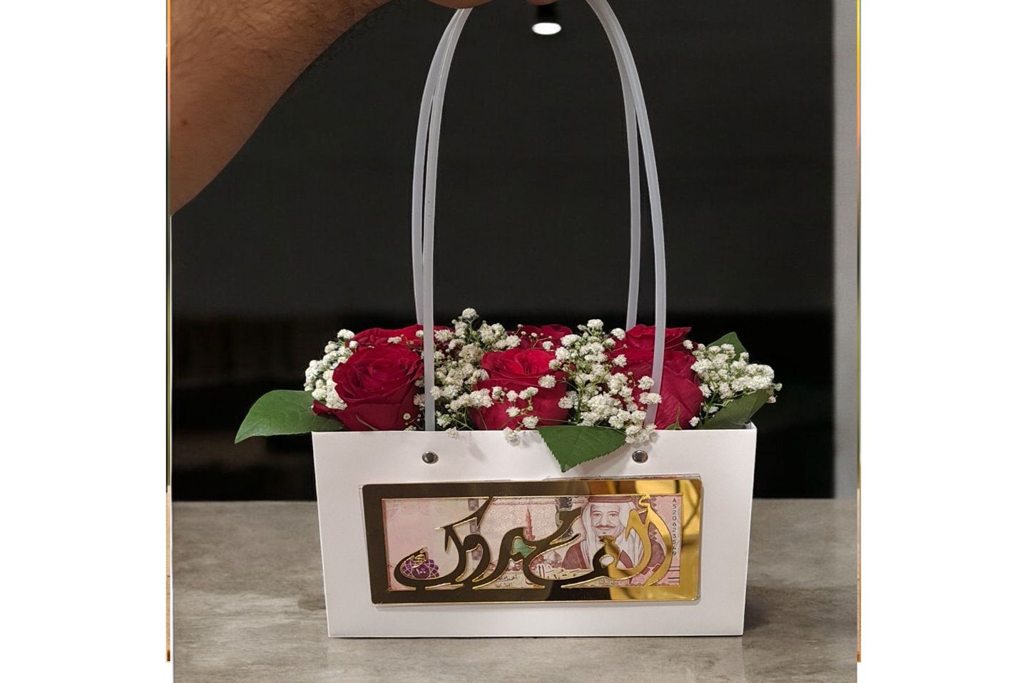 Natural Rose Bag With Acrylic Envelope