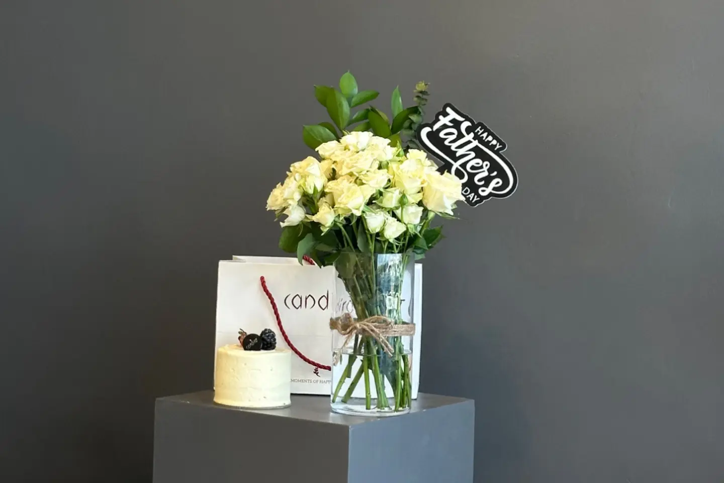 Father's Day Flower Vase And Cake