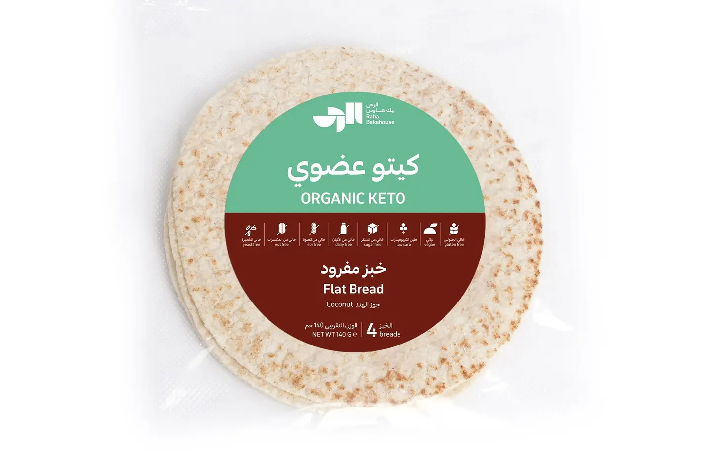 خبز كيتو مفرود ١٤٠جم عضوي - مجمد