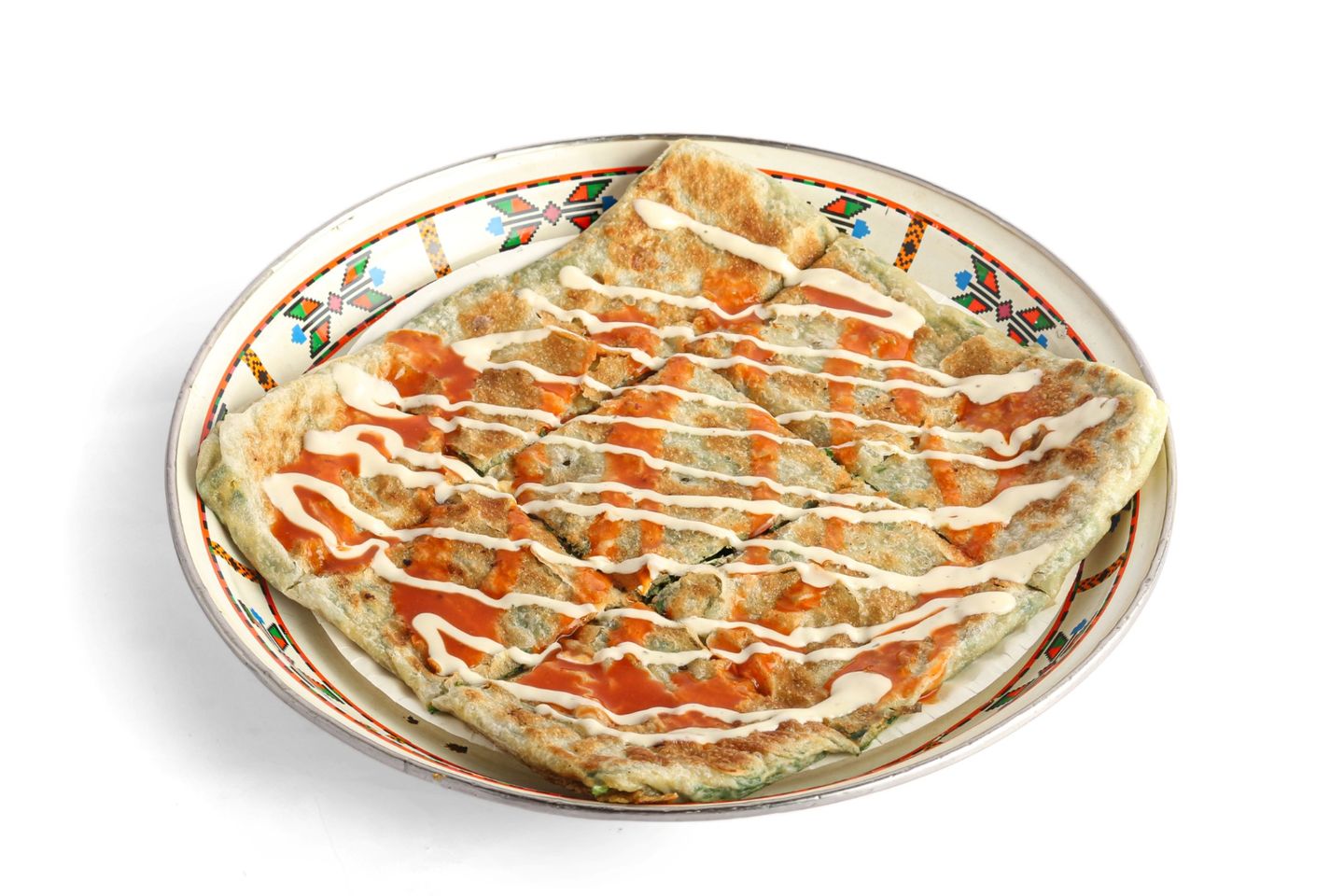 Savory Mutabbaq With Ranch And Chili Sauce