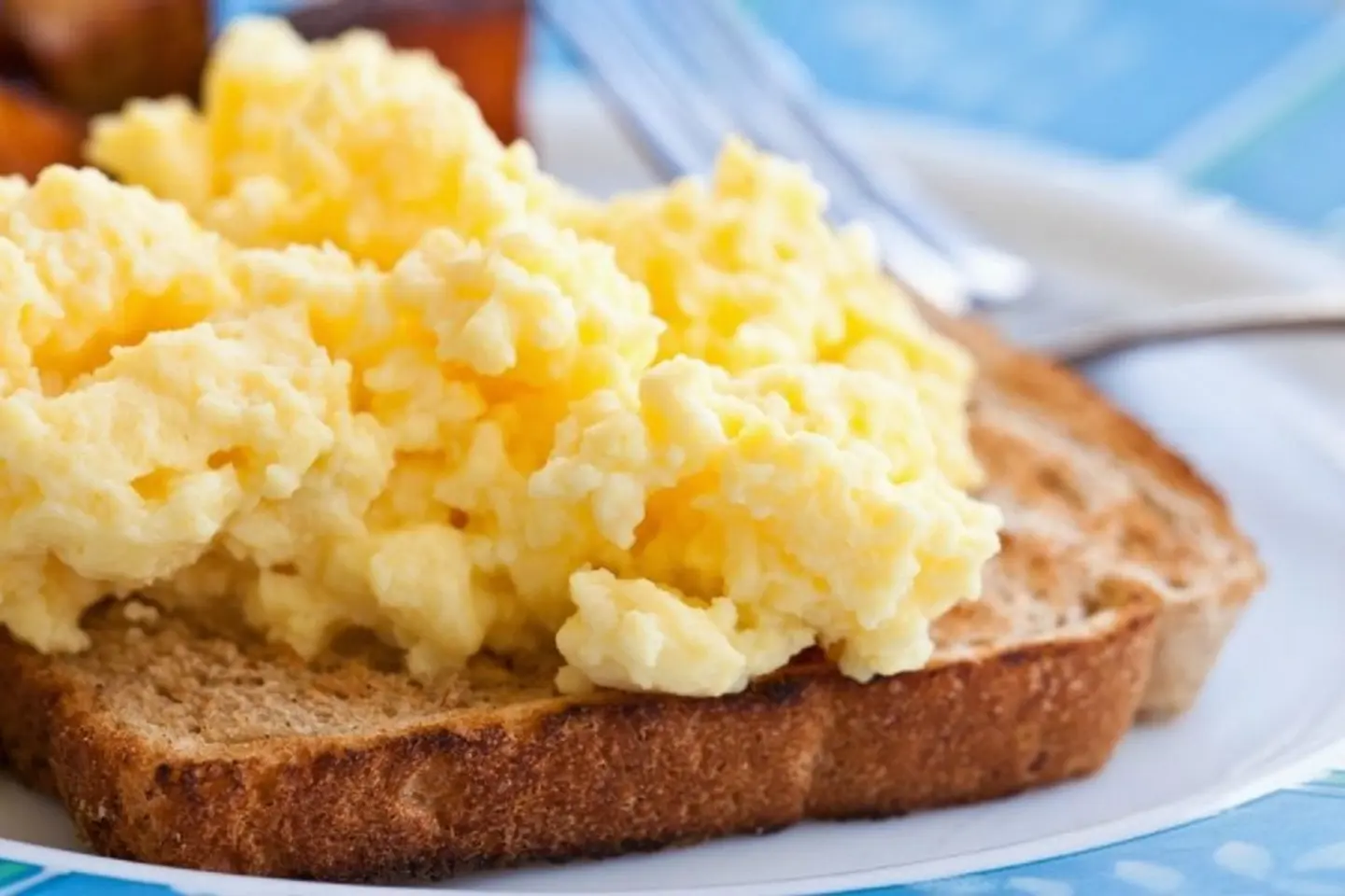Two Scrambeled Egg On Toast