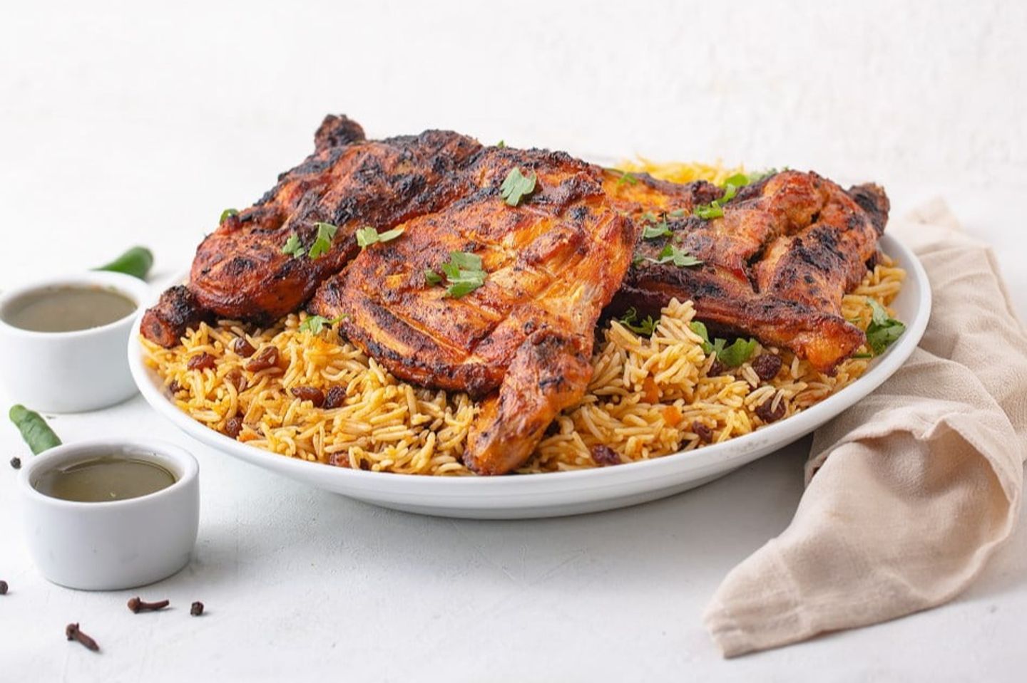 Half Chicken On Charcoal With Rice