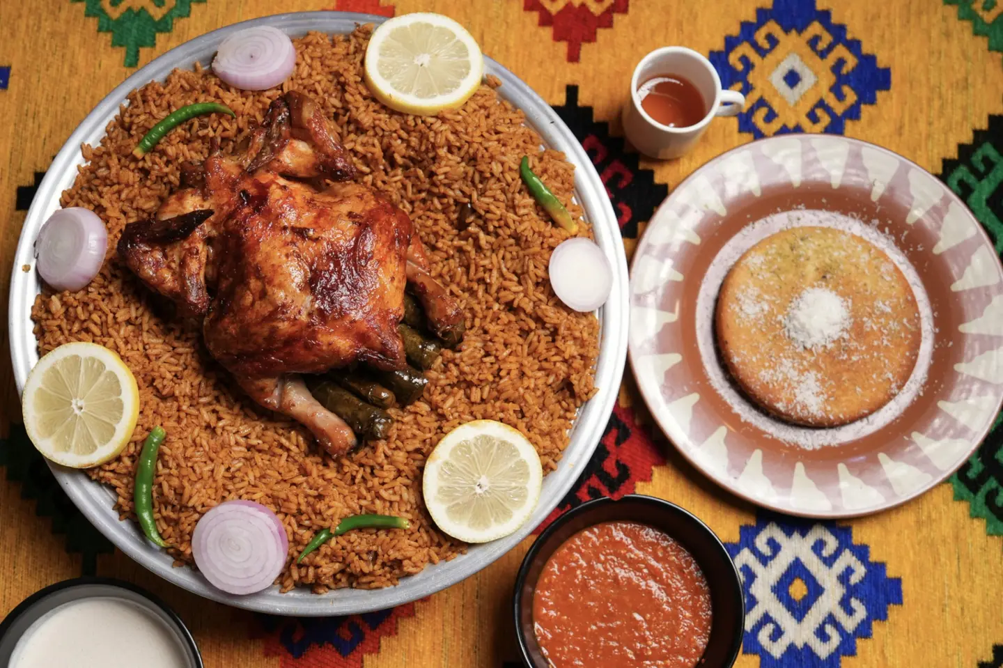 Grilled Chicken Stuffed With Grape Leaves With Kunafa