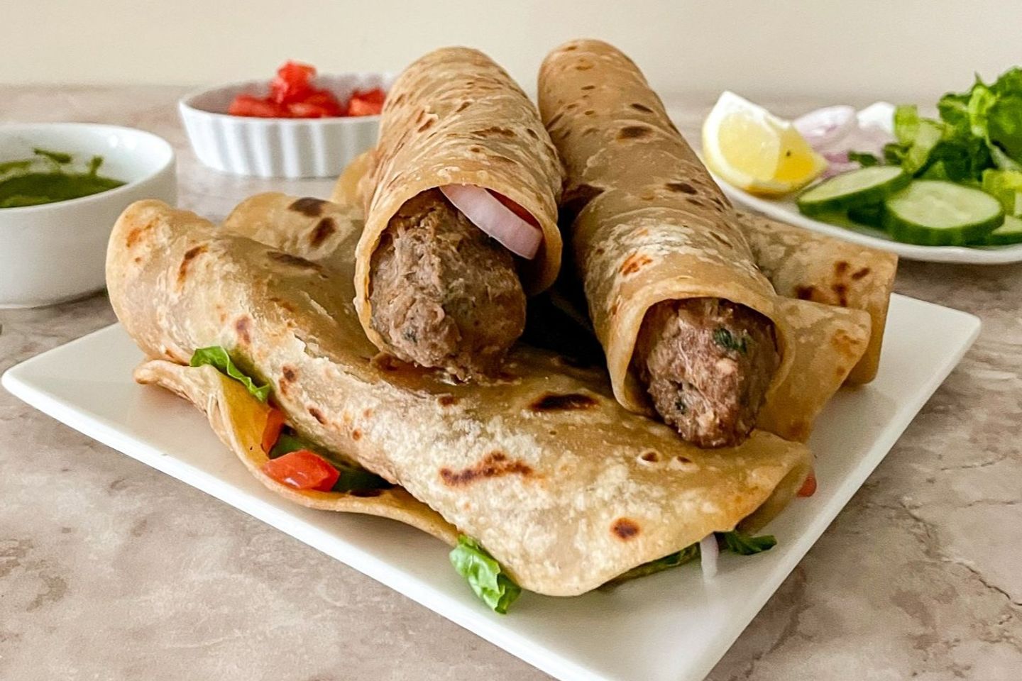 Seekh Kabab Bbq Sauce Roll