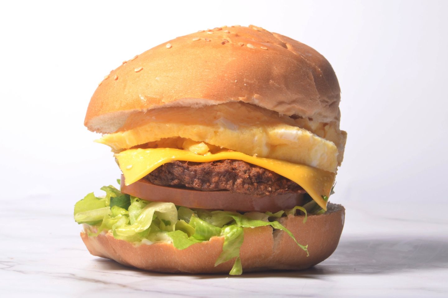 Beef Burger With Eggs And Cheese