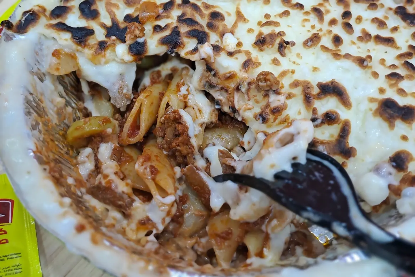 مكرونه بشاميل مشكل لحم