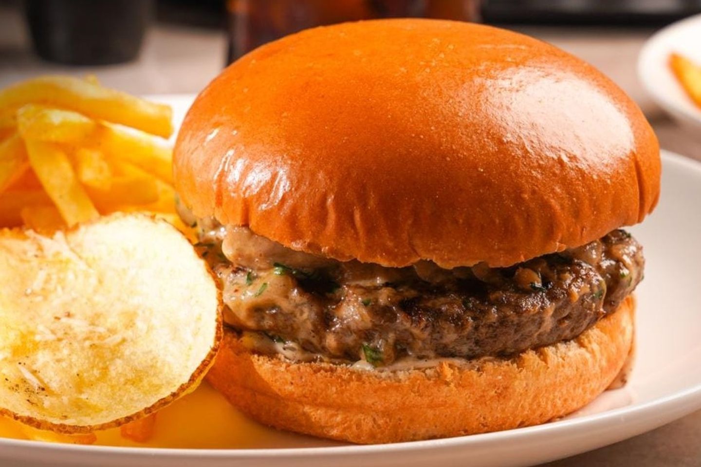 Beef Burger With Mushroom Sauce