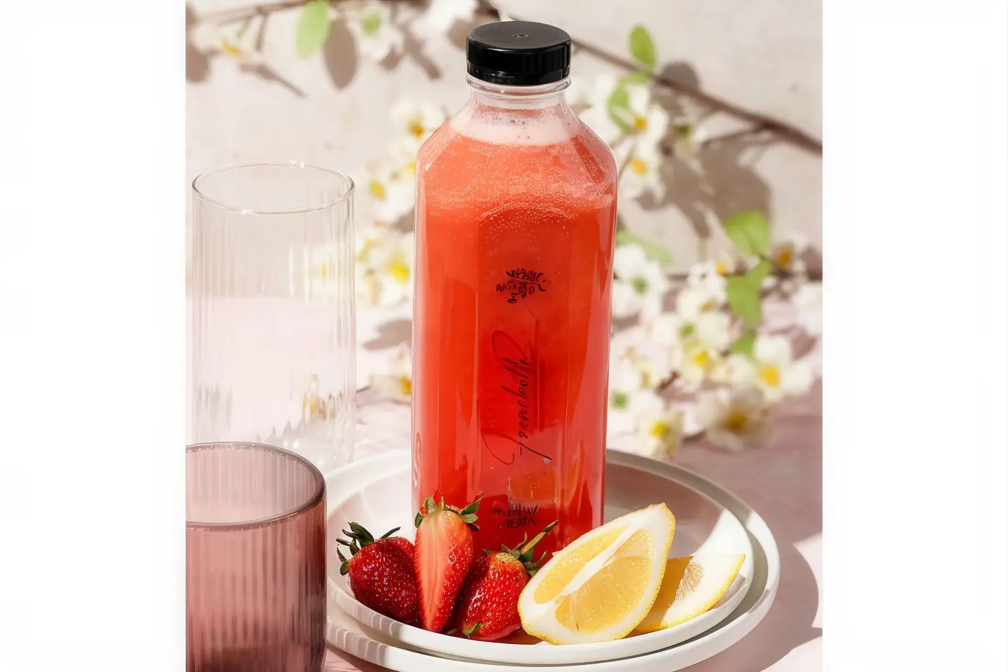 Pink Lemon With Strawberry  Juice
