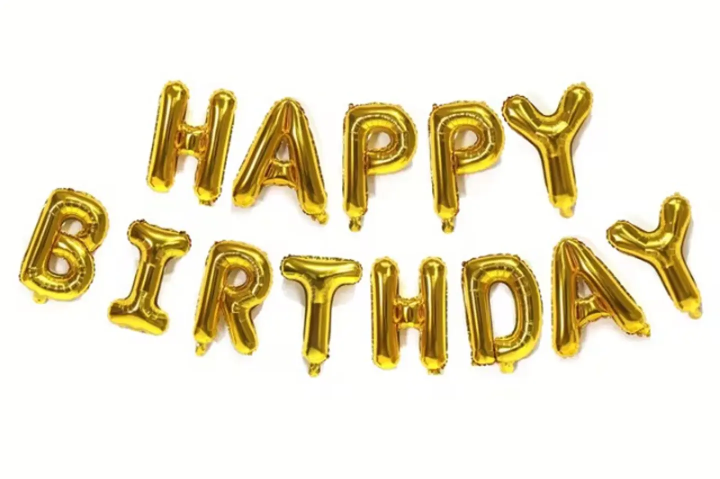 Happy Birthday Balloons Gold Wall Hanging