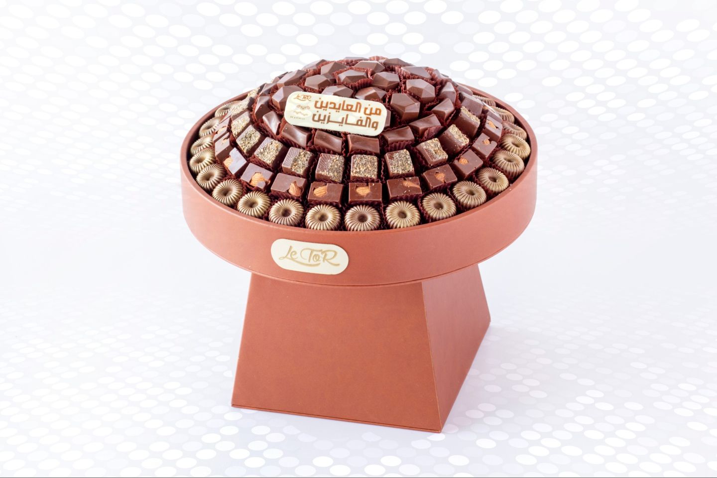 Leather Round Chocolate Tray Uncovered