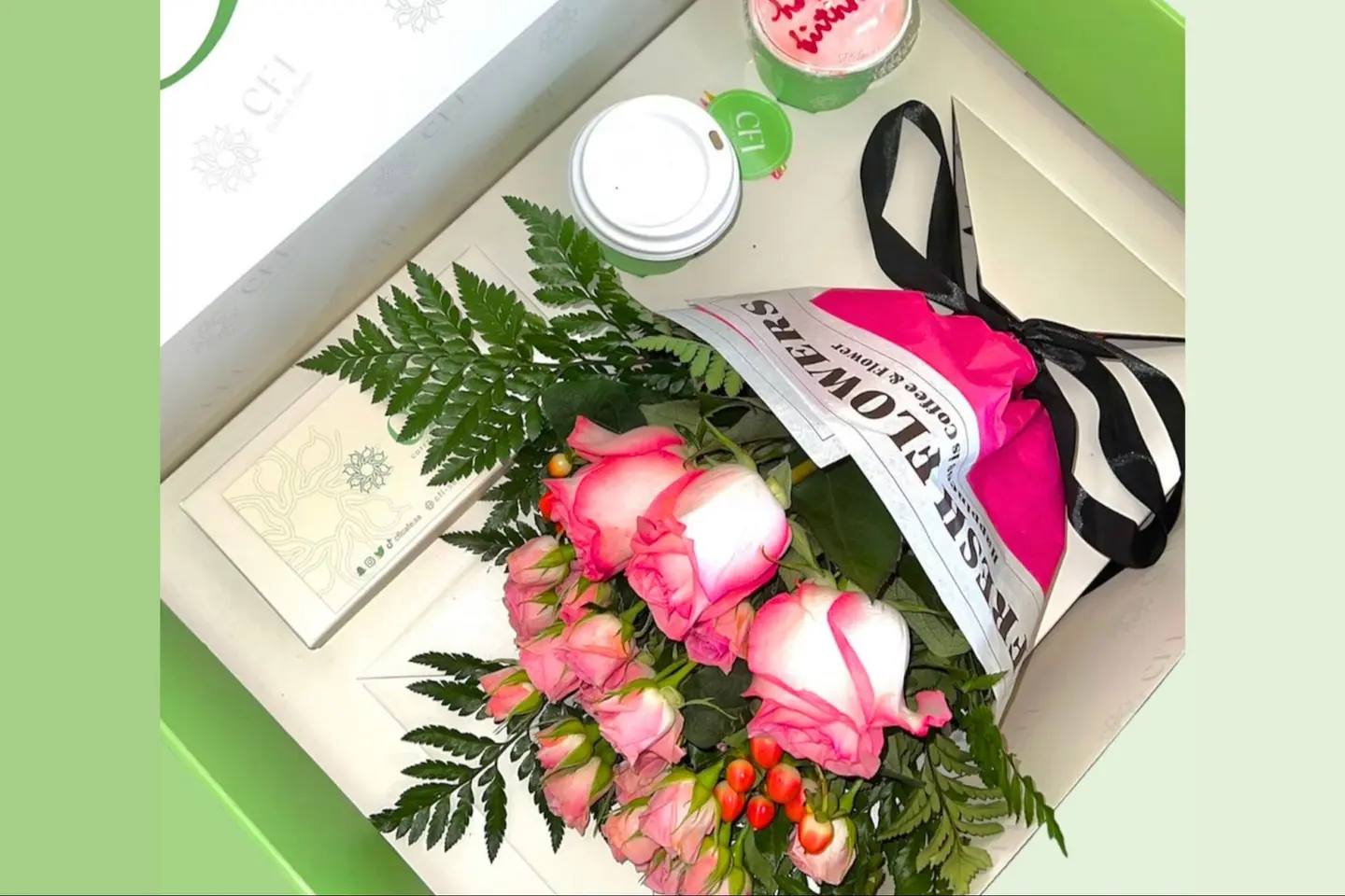 Vip Box Coffee And Cupcakes And Flowers And Chouclate