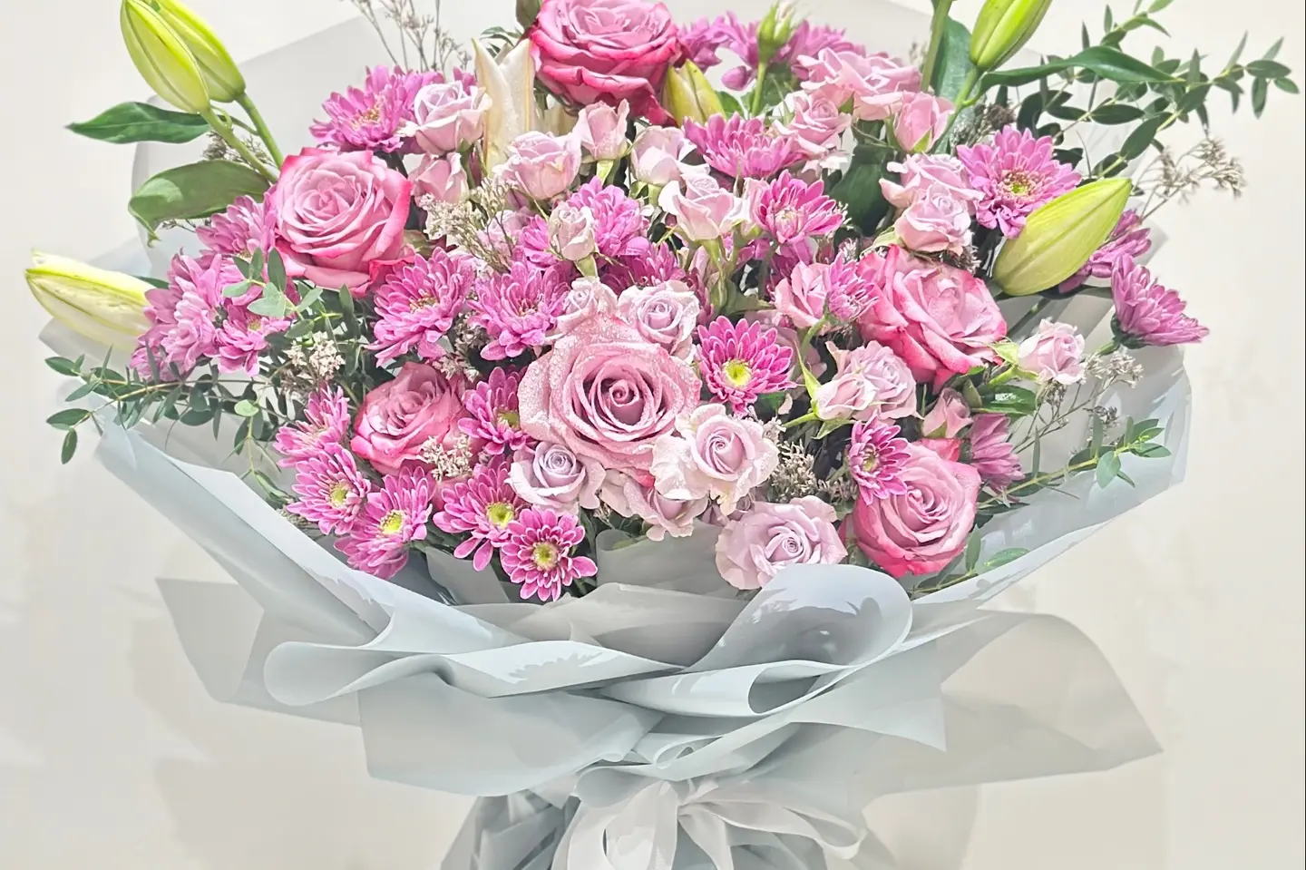 باقة الورد الوردي الناعم