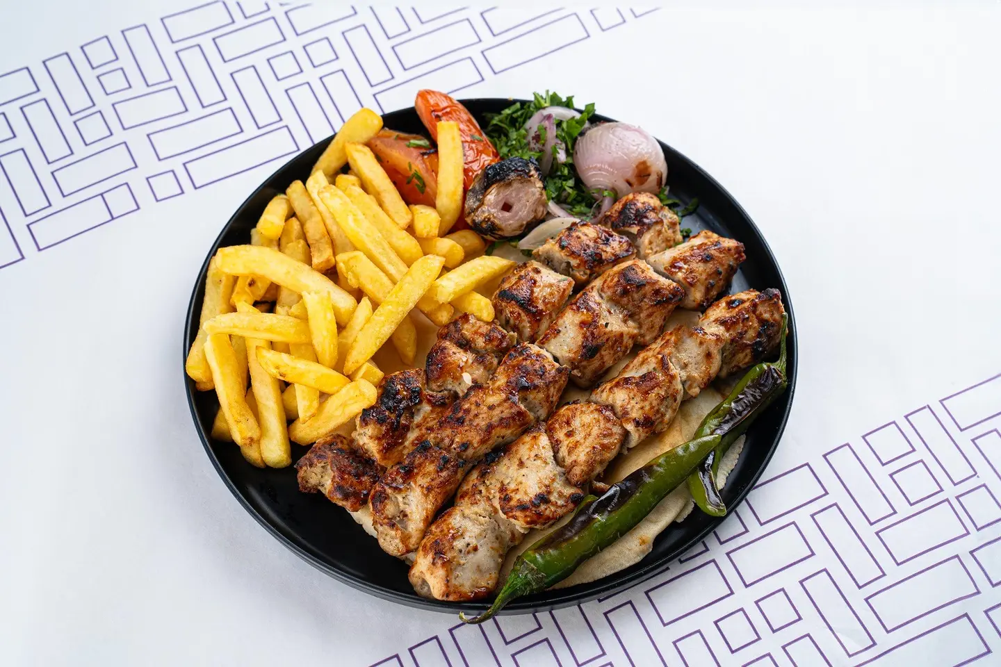 Grilled White Shish Tawook On Coal