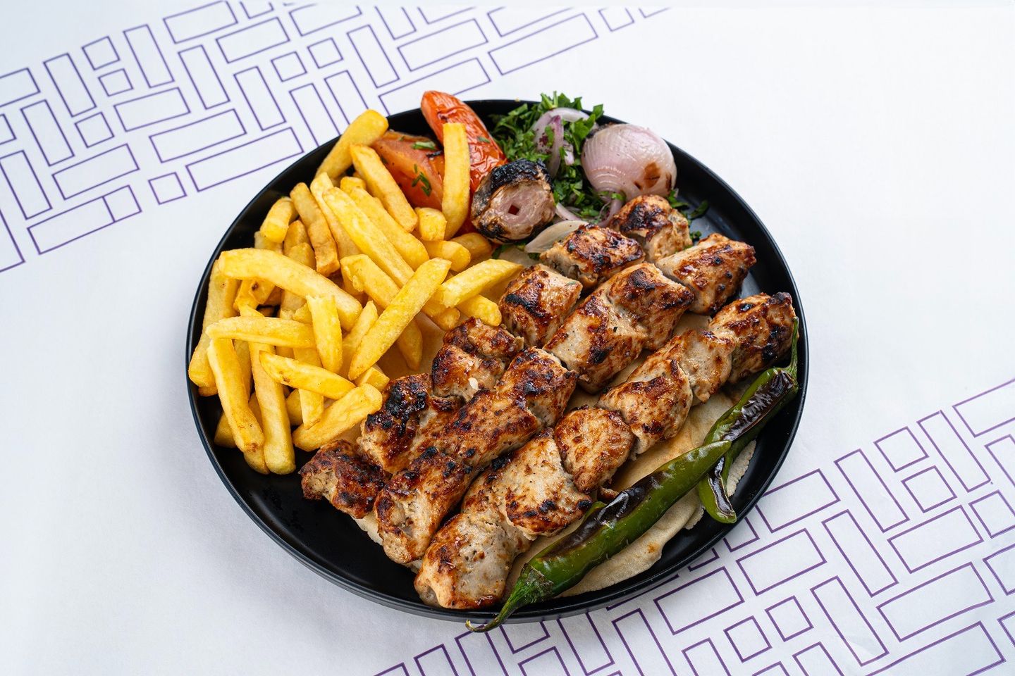 Grilled White Shish Tawook On Coal