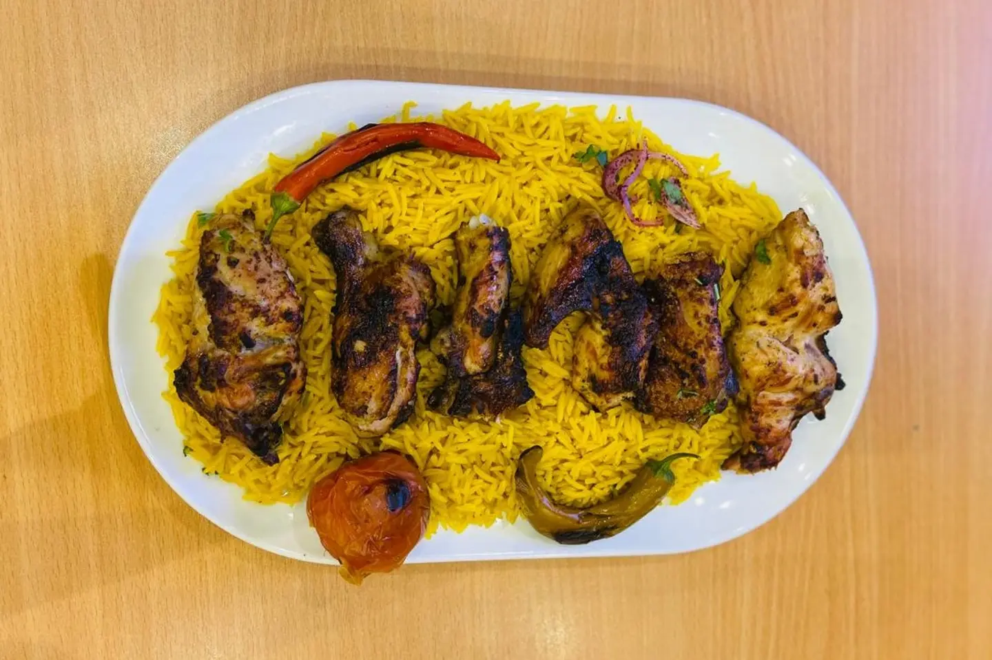 نص دجاج فحم + ارز
