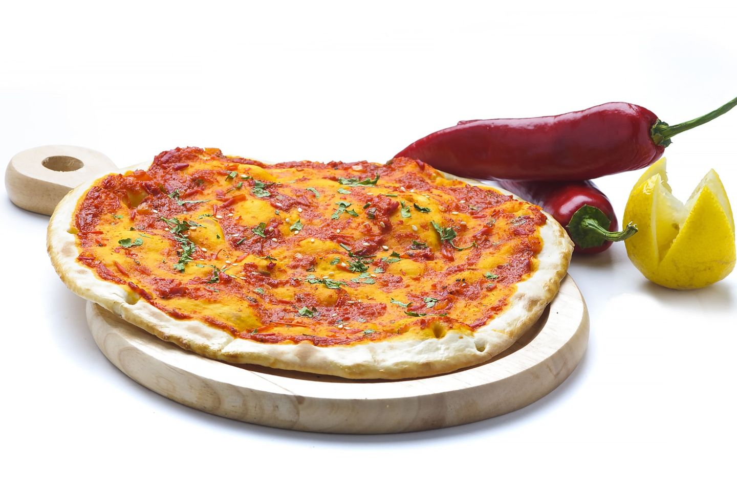 Muhammara Manakish - Manoucheh With Hot Sauce And Labneh