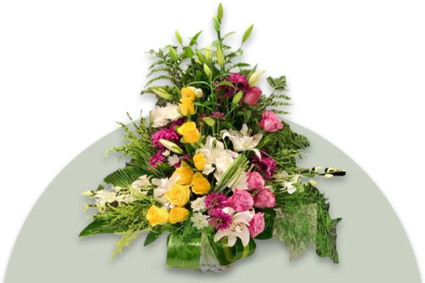 Yellow And Purple Bouquet With Eucalyptus