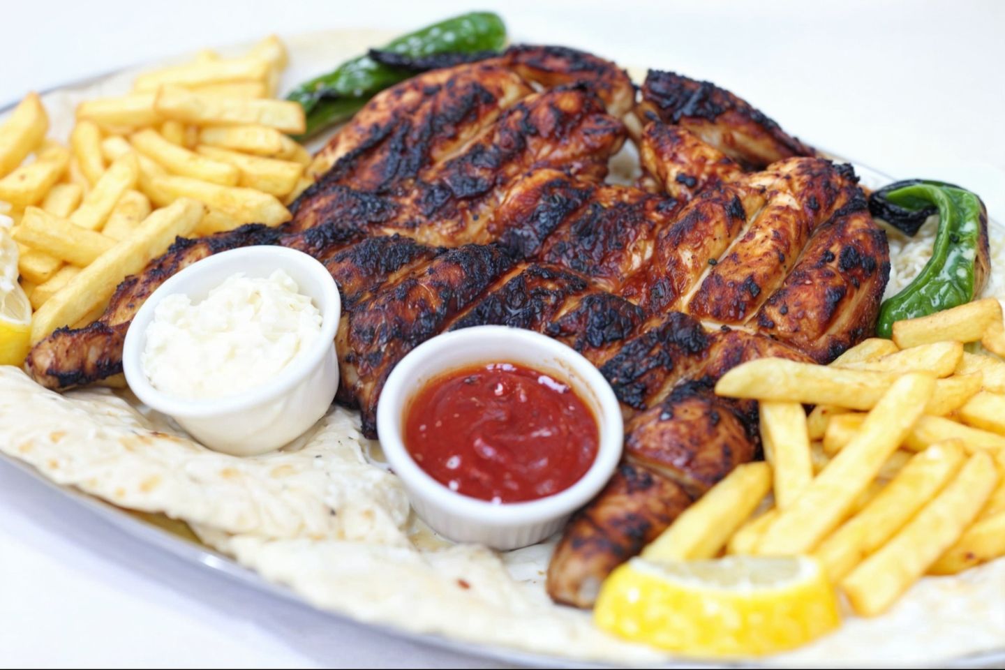 Farouj Chicken With Potatoes And Garlic Dip