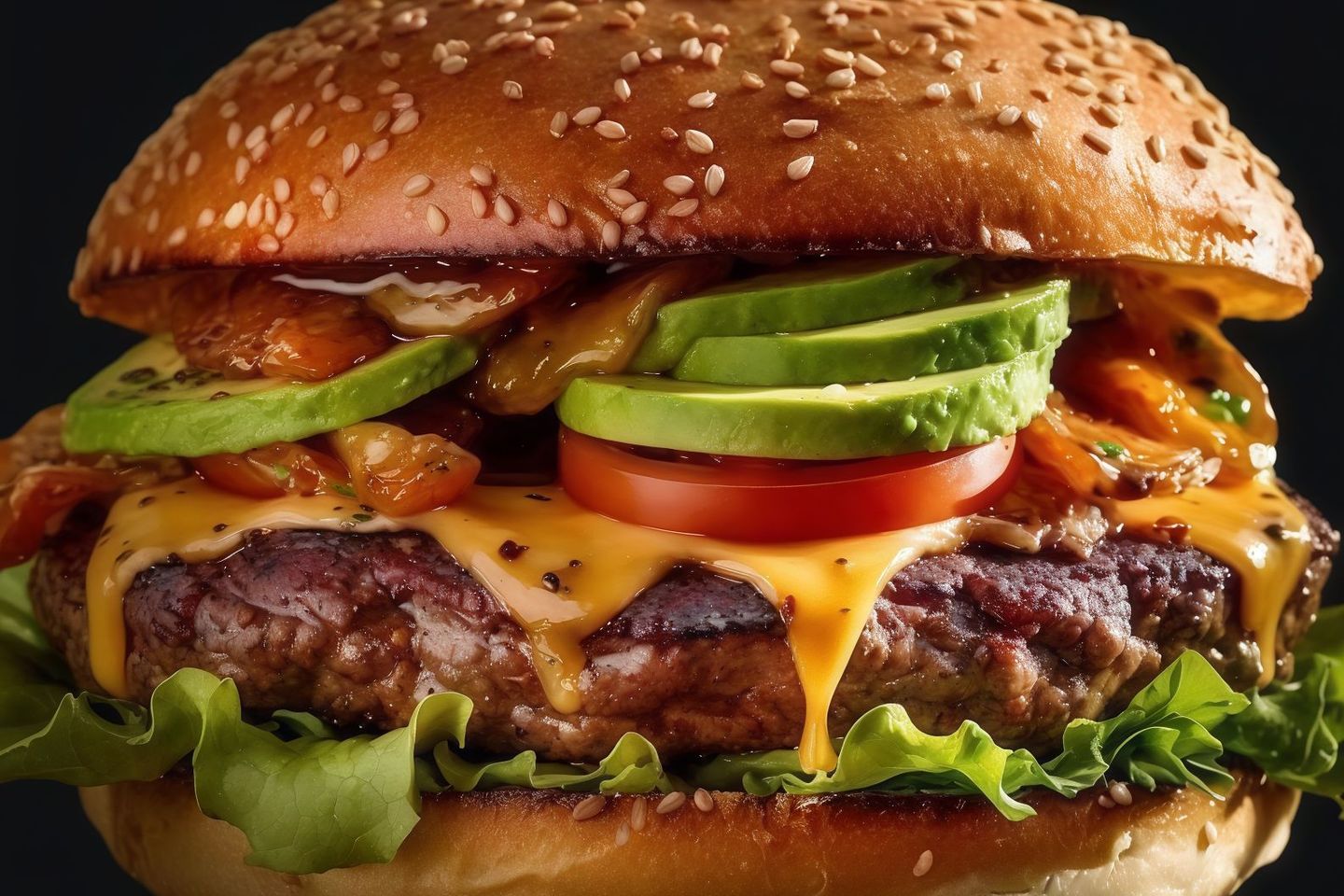 Expended Avocado Beef Burger
