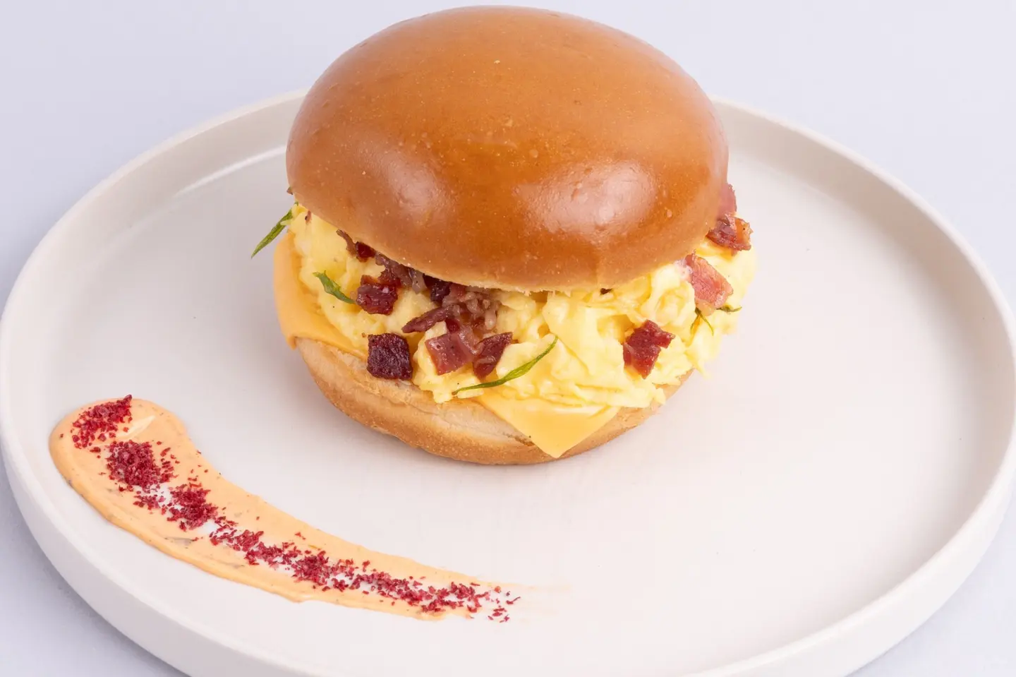 Scrambled Eggs With Honey Bacon Sandwich