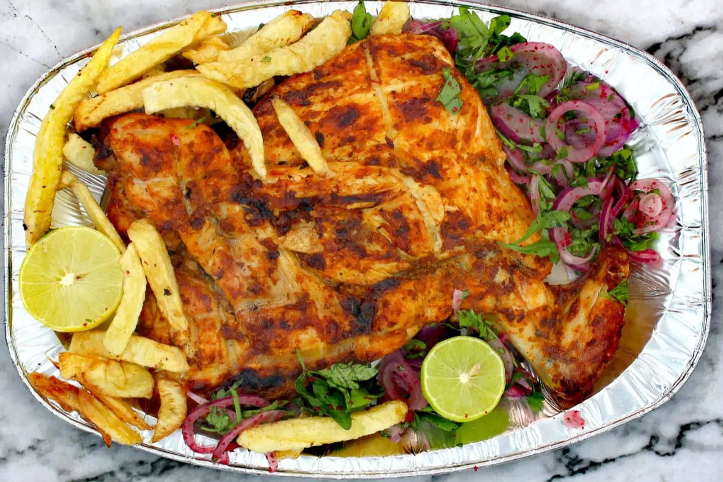 نصف دجاج على الفحم بدون الأرز