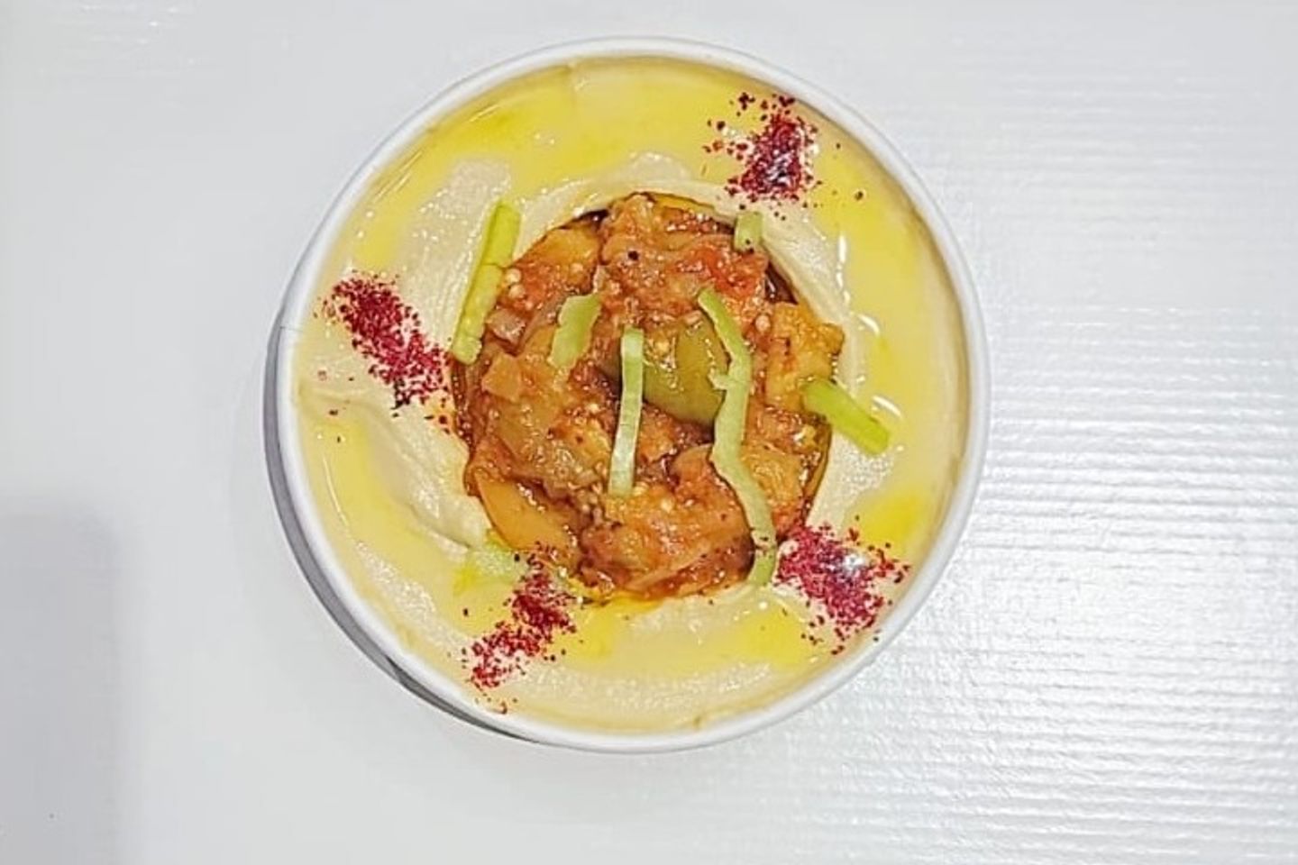 Hummus With Moussaka Hamsa