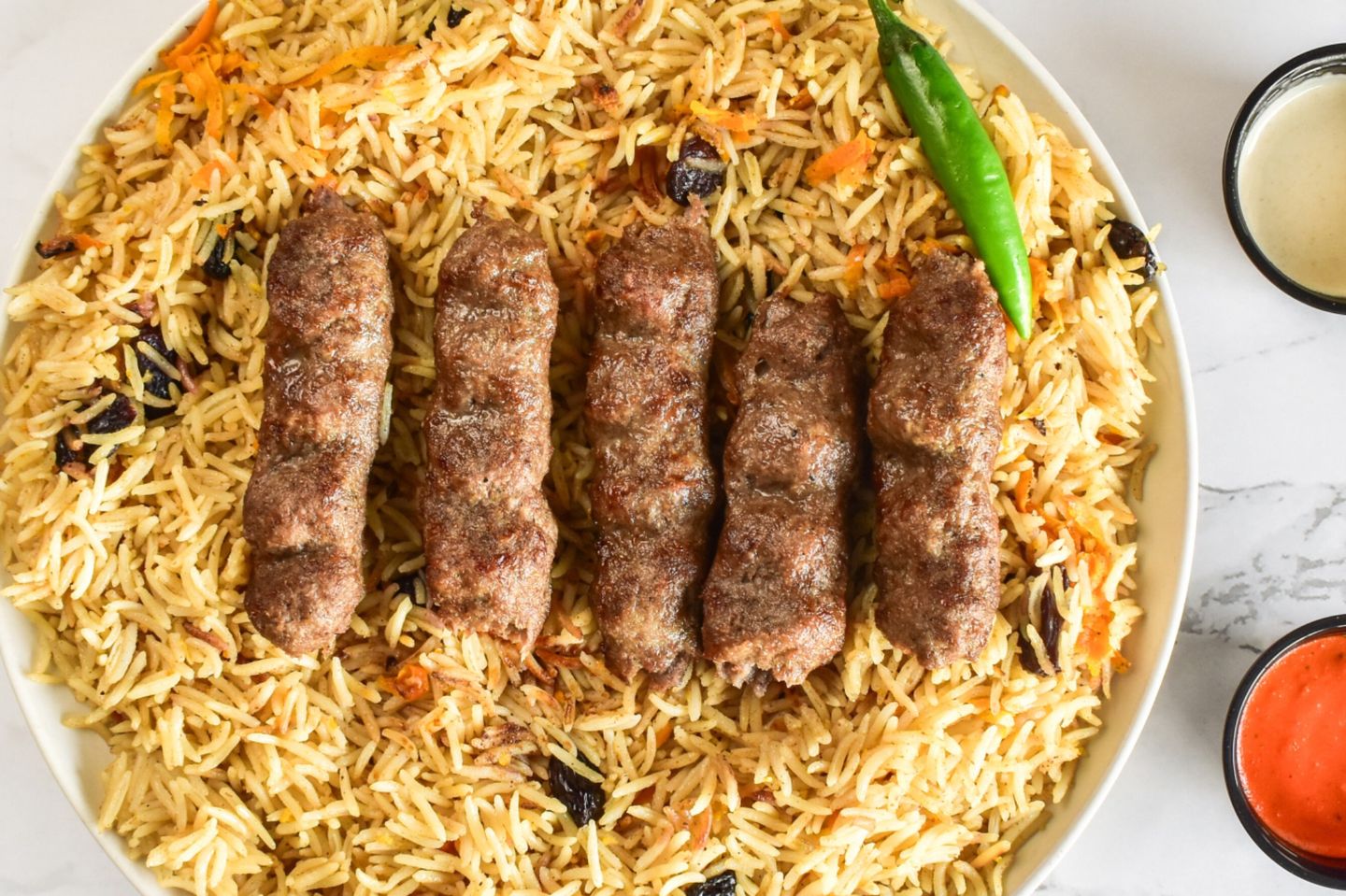 وجبة كباب لحم مع ارز