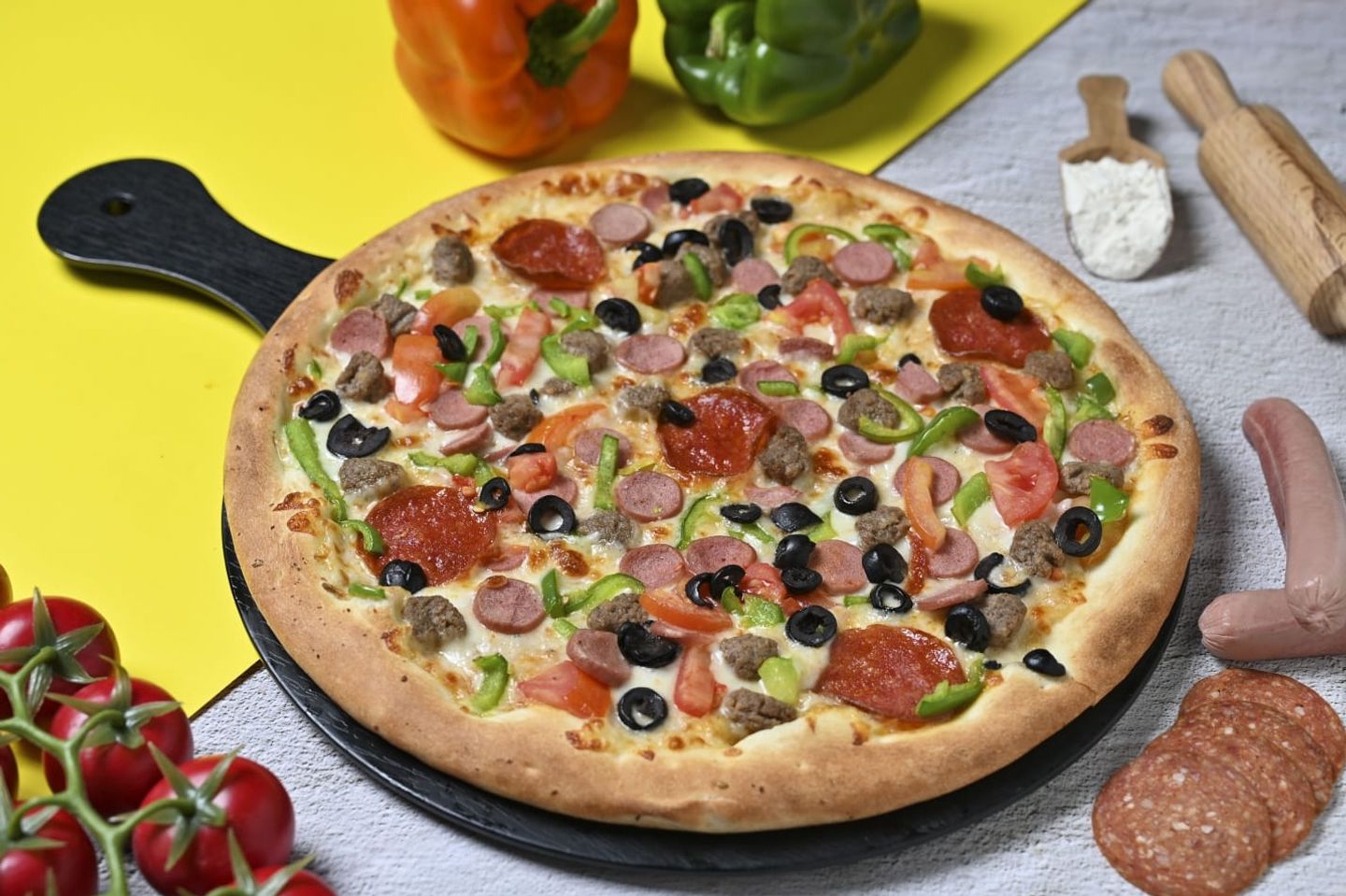 Pepperoni Pizza With Vegetables