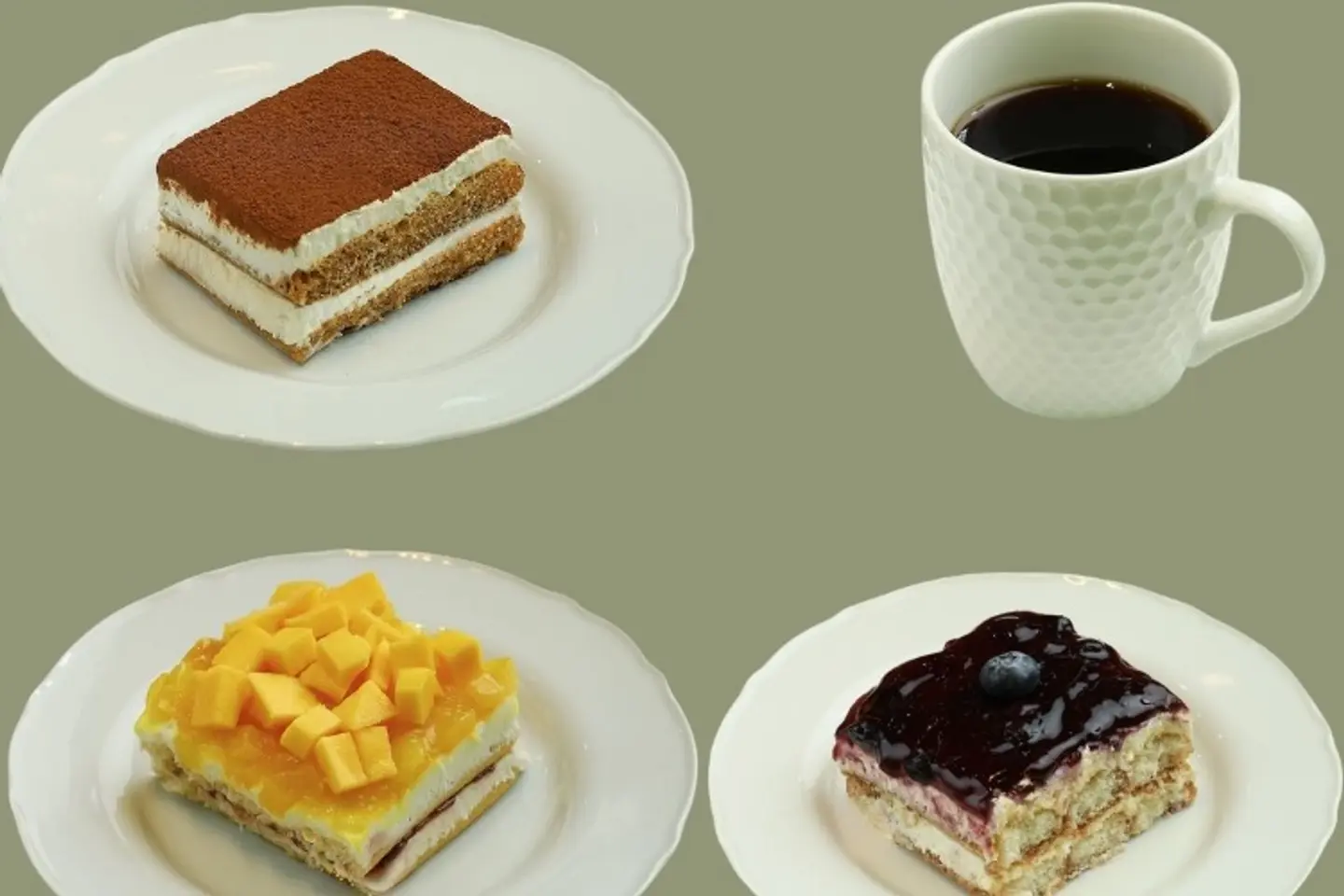 عرض كوب قهوة وتيراميسو