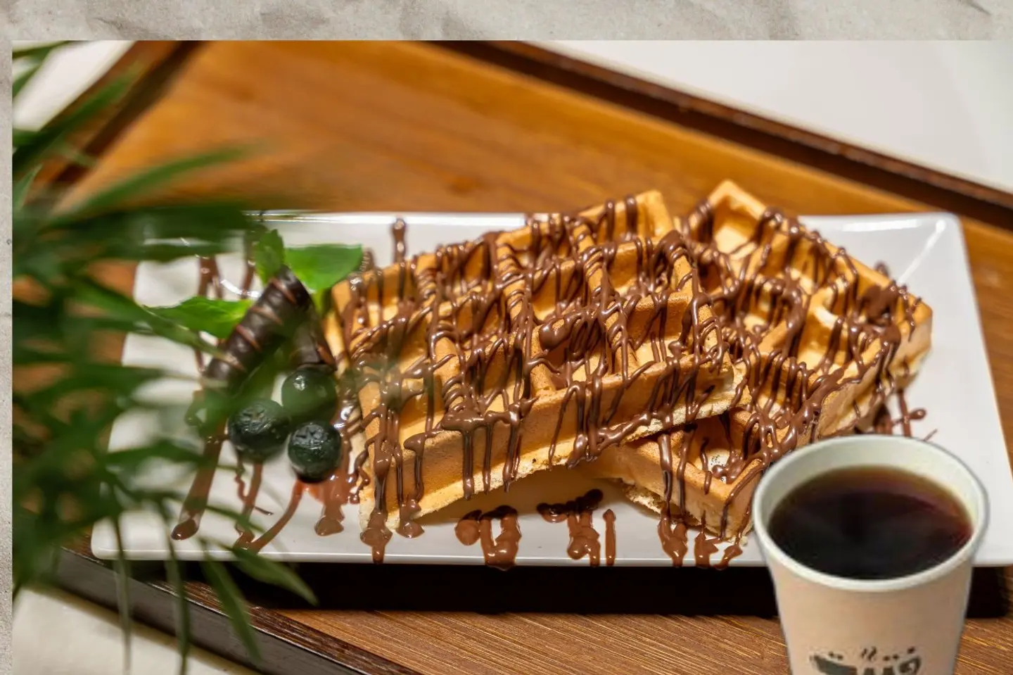 Fetit Waffle W/ Blck Coffee - Nutella Waffle W/ Black Coffee