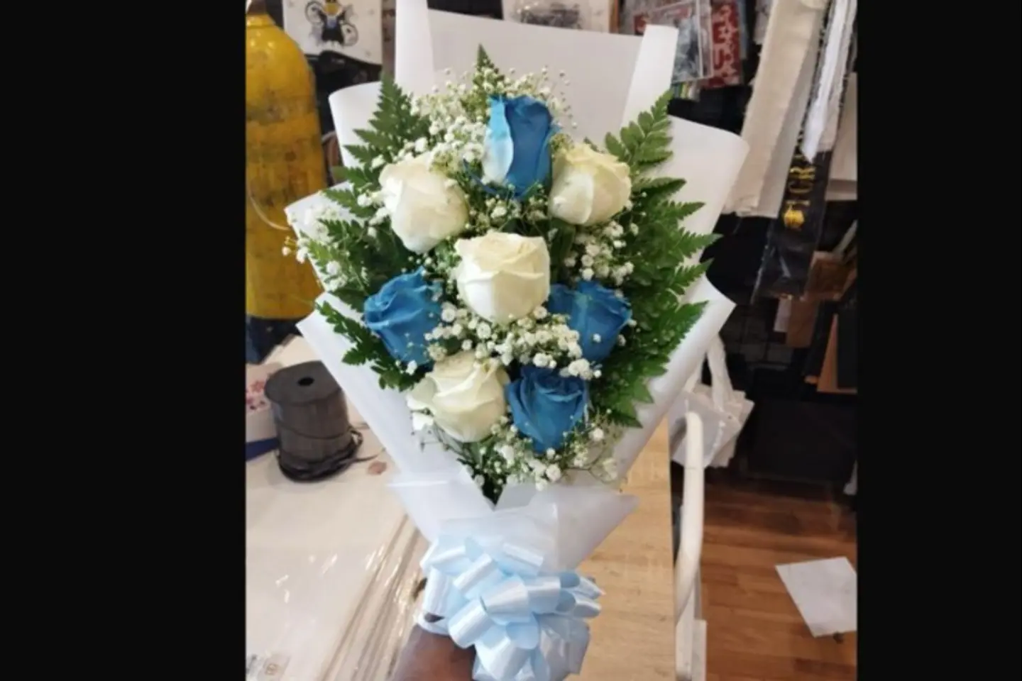 Sky Blue And White Graduated Bouquet