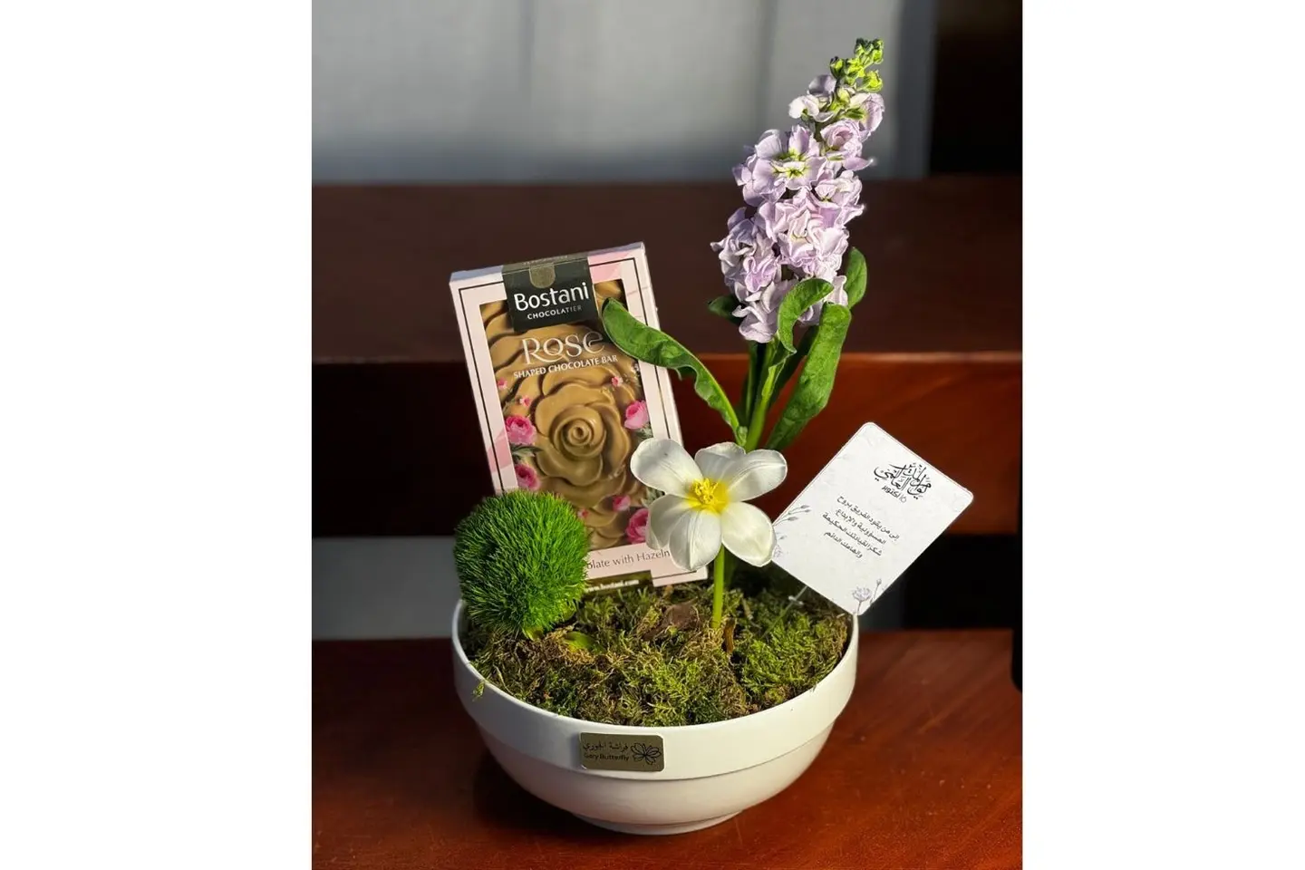 Vase Of Roses With Garden Chocolate