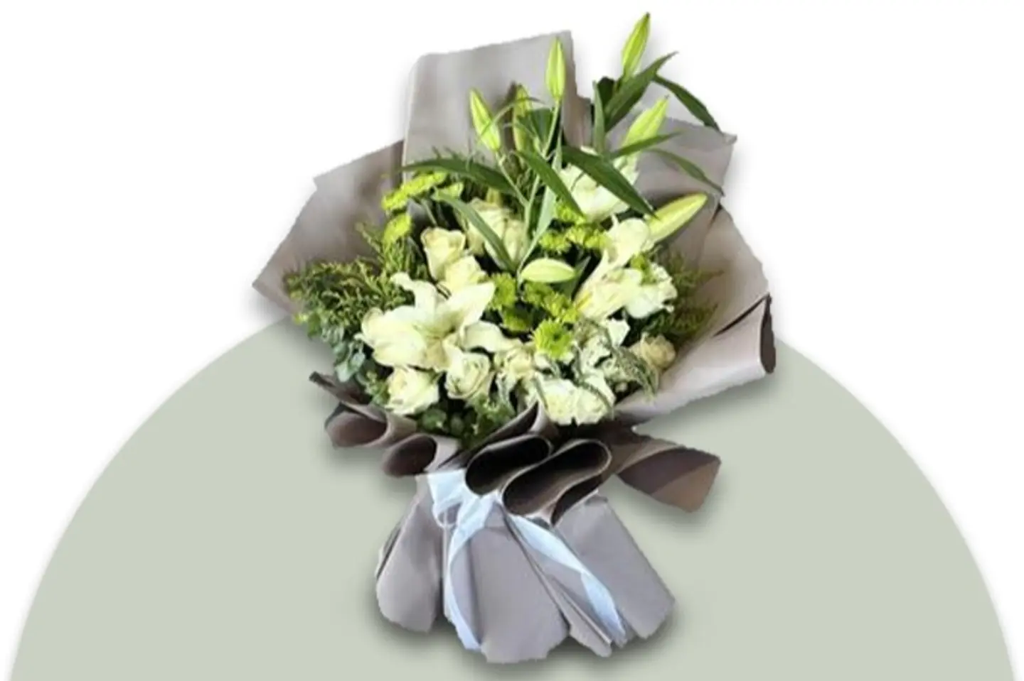 White Flowers With Grey Wrapping