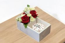 Flowers And Cake Arranged In A Box - The Rose Is Red