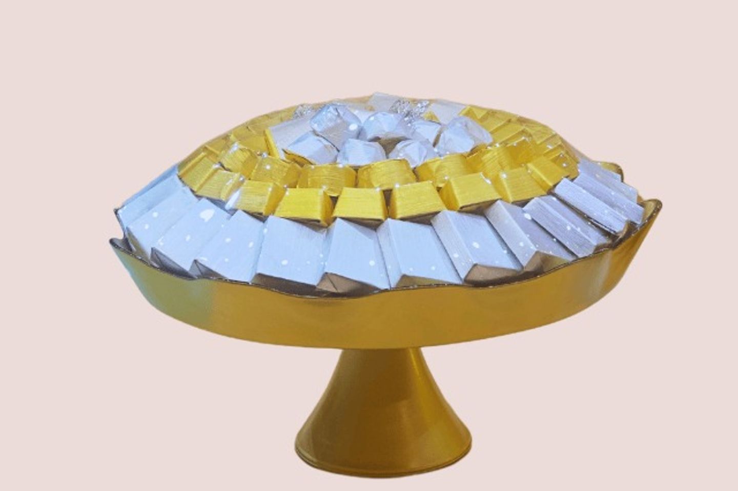 Round Gold Tray With Stand