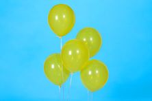 Five Yellow Helium Balloons 0092