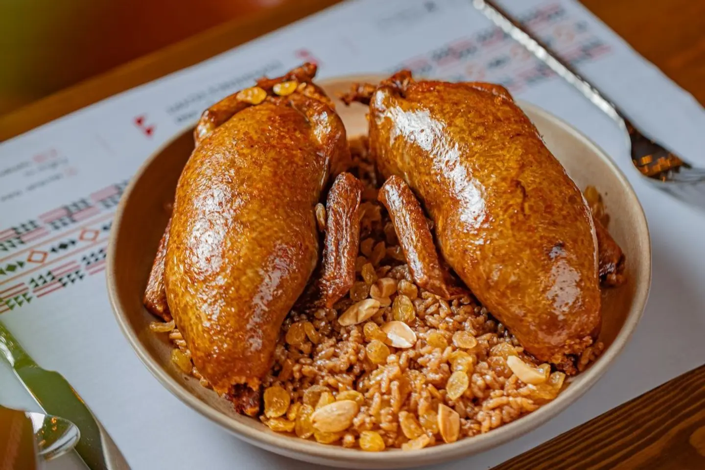 Pigeon Stuffed Freekeh Two Persons