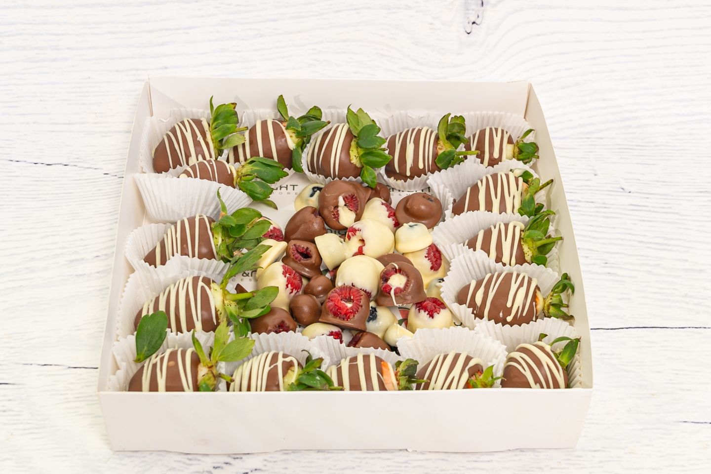 Strawberry And Raspberry With Chocolate Box