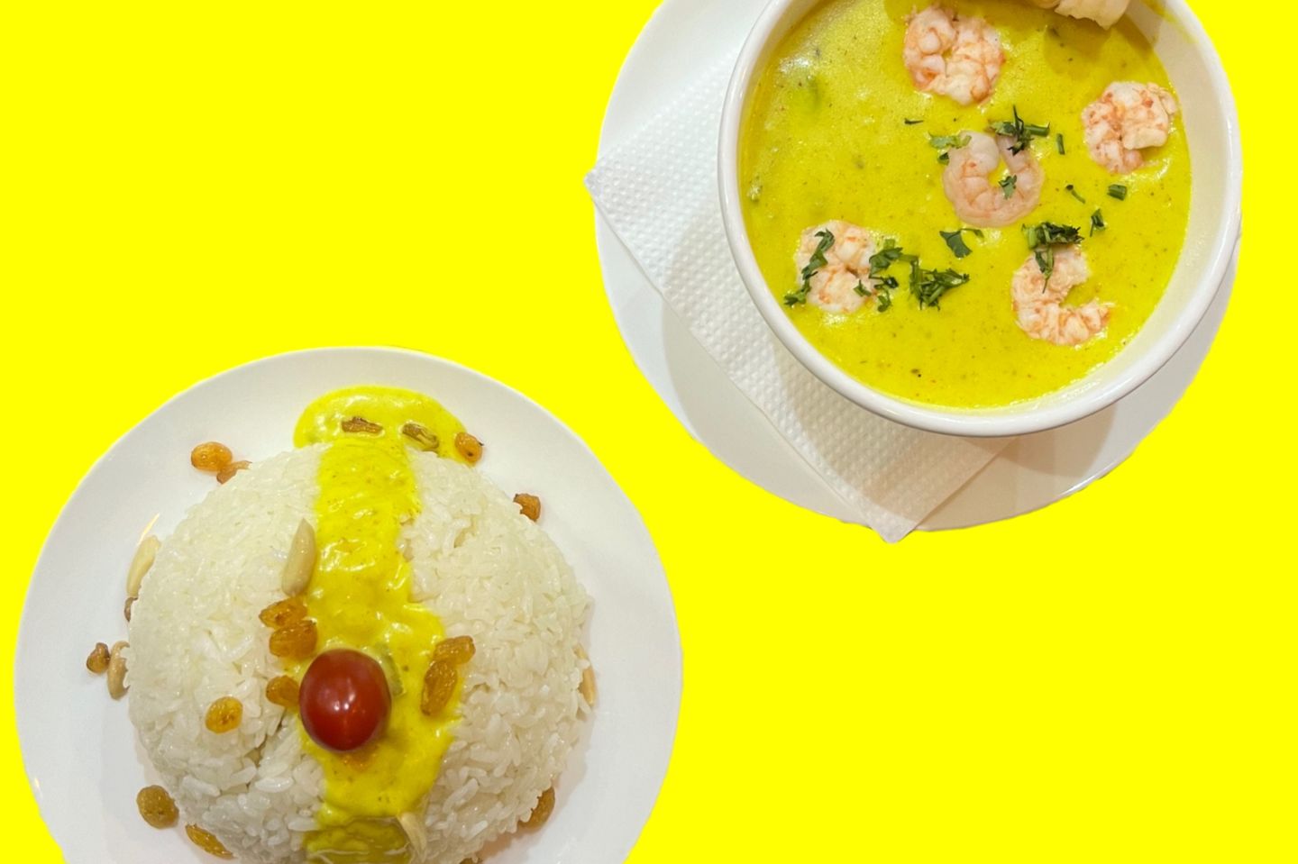 أرز بصوص الكاري والروبيان
