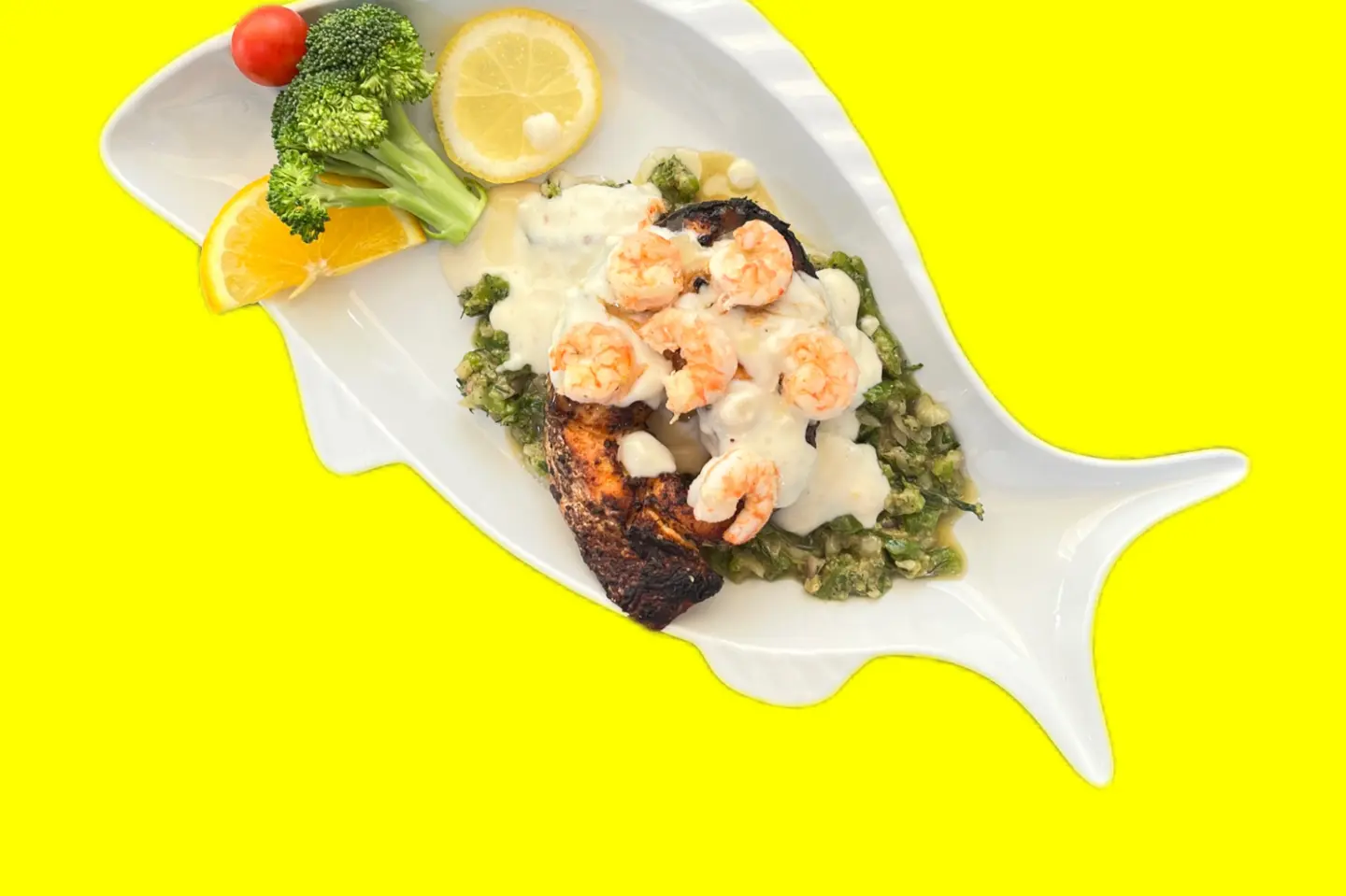 Salmon With Cream Sauce And Shrimp