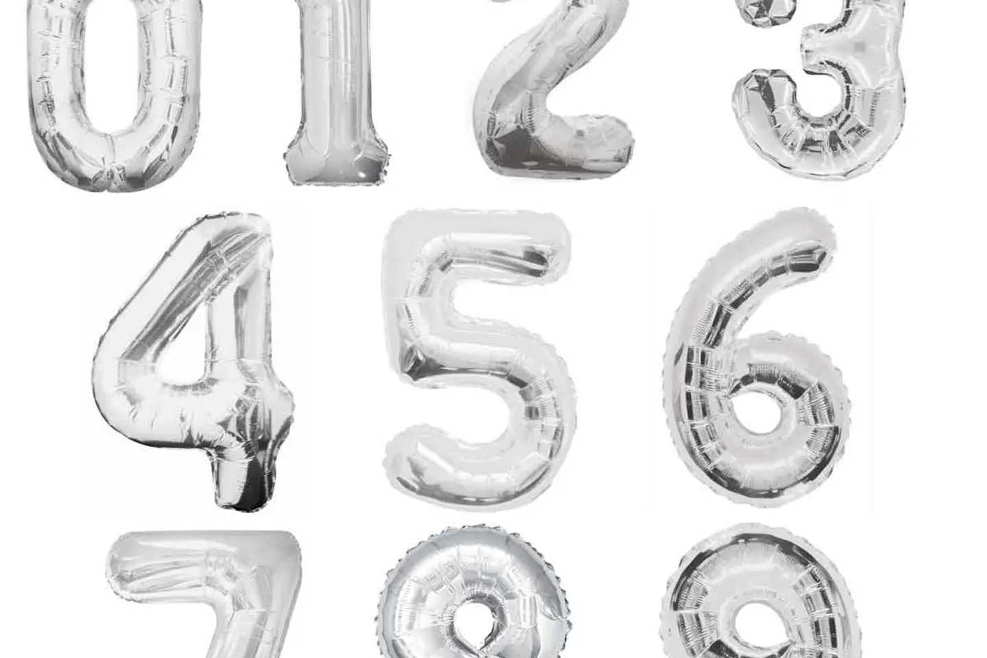 بالون صغير رقم فضي قصديري هواء عادي