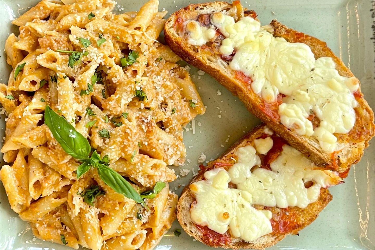 Creamy Tomato Penne With Rustic Garlic Bread